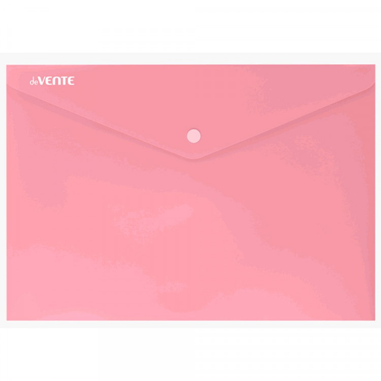 Папка-конверт на кнопке "deVENTE. Pastel" A4 (330x235 мм) 180 мкм, непрозрачная пастельная розовая, индивидуальная маркировка