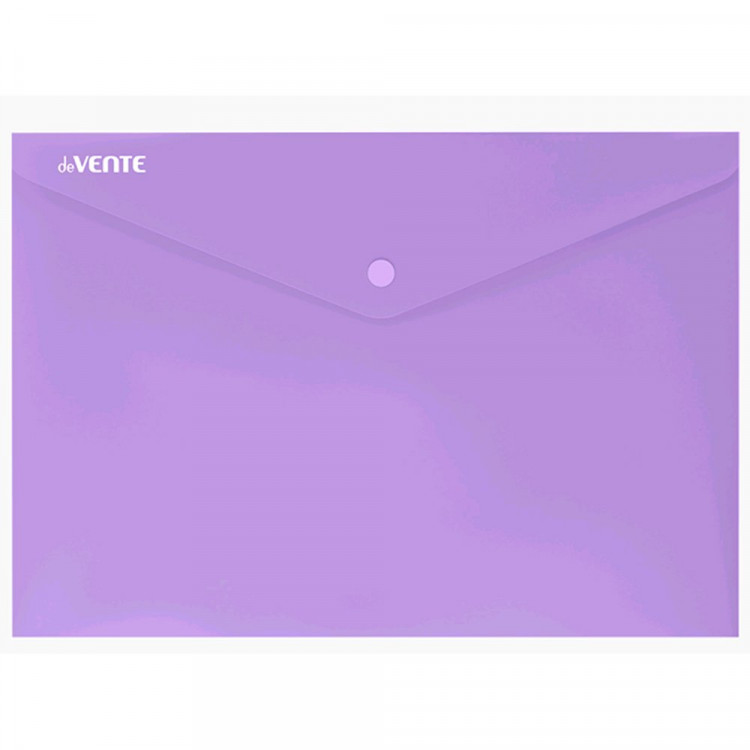 Папка-конверт на кнопке "deVENTE. Pastel" A4 (330x235 мм) 180 мкм, непрозрачная пастельная сиреневая, индивидуальная маркировка