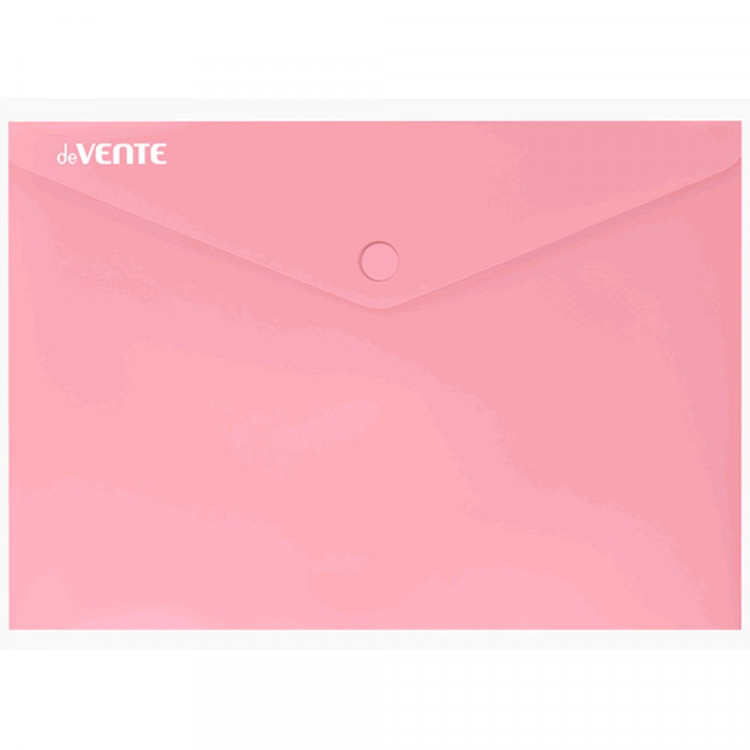 Папка-конверт на кнопке "deVENTE. Pastel" A5 (240x180 мм) 180 мкм, непрозрачная пастельная розовая, индивидуальная маркировка