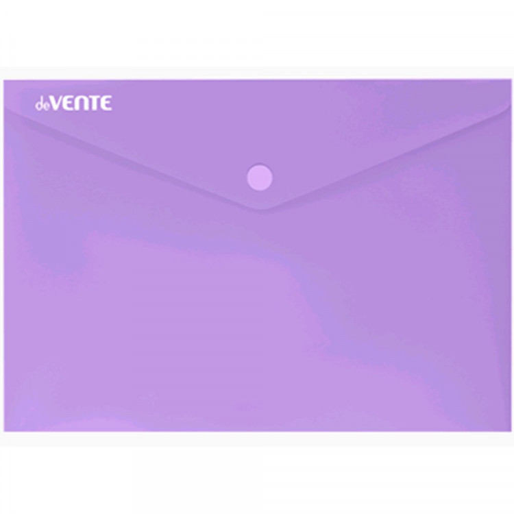Папка-конверт на кнопке "deVENTE. Pastel" A5 (240x180 мм) 180 мкм, непрозрачная пастельная сиреневая, индивидуальная маркировка