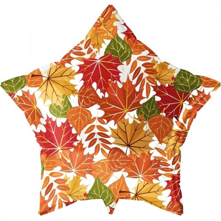 Шар фольгированный 56см «Осенние листья», фигура звезда арт.740115