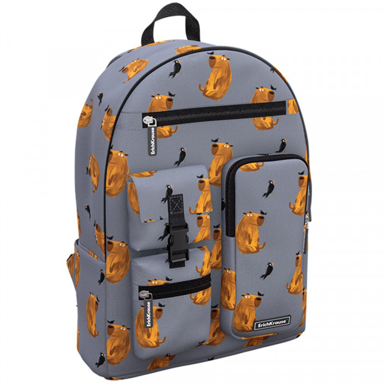 Рюкзак для девочек (ErichKrause) ActiveLine Cargo Capybara серый 40x29x16 см арт.60371