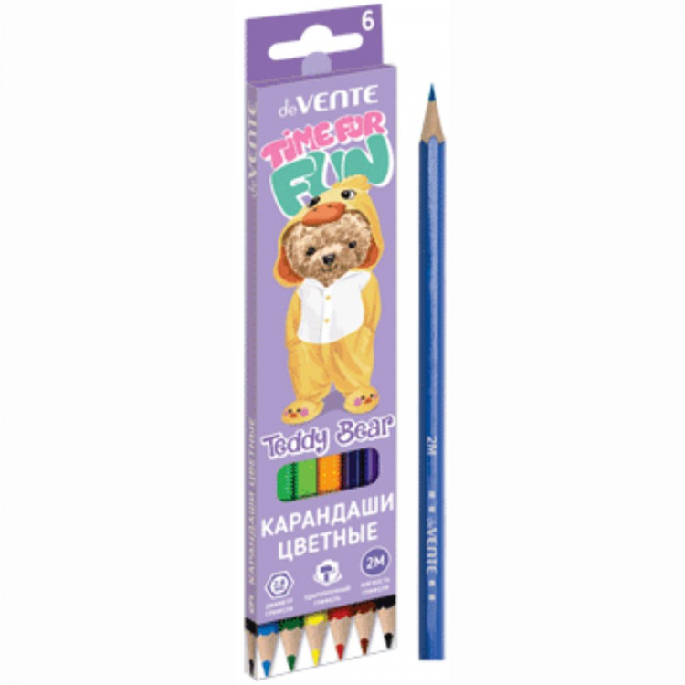 Карандаши цветные (deVENTE) Teddy Bear 6 цветов 2М 2,8 мм шестигранные арт.5021414