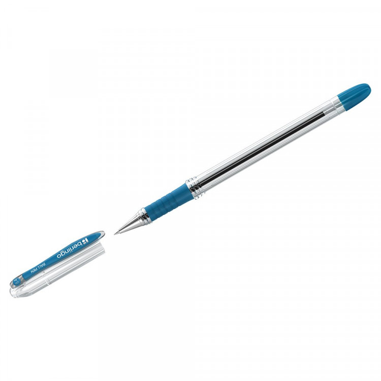 Ручка шариковая прозрачный корпус резиновый упор (BERLINGO) I-10 синяя, 0,4мм, игла арт.CBp_40012