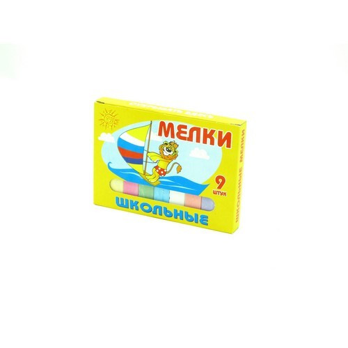 Мел школьный цветной 09 штук в упаковке (ПЕГАС) средний мягкий квадрат Россия