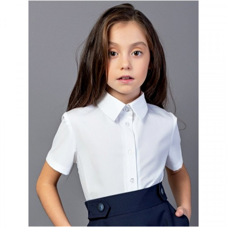Блузка для девочки (Топтышка) короткий рукав цвет белый арт.5273 размерный ряд 34/134-42/158