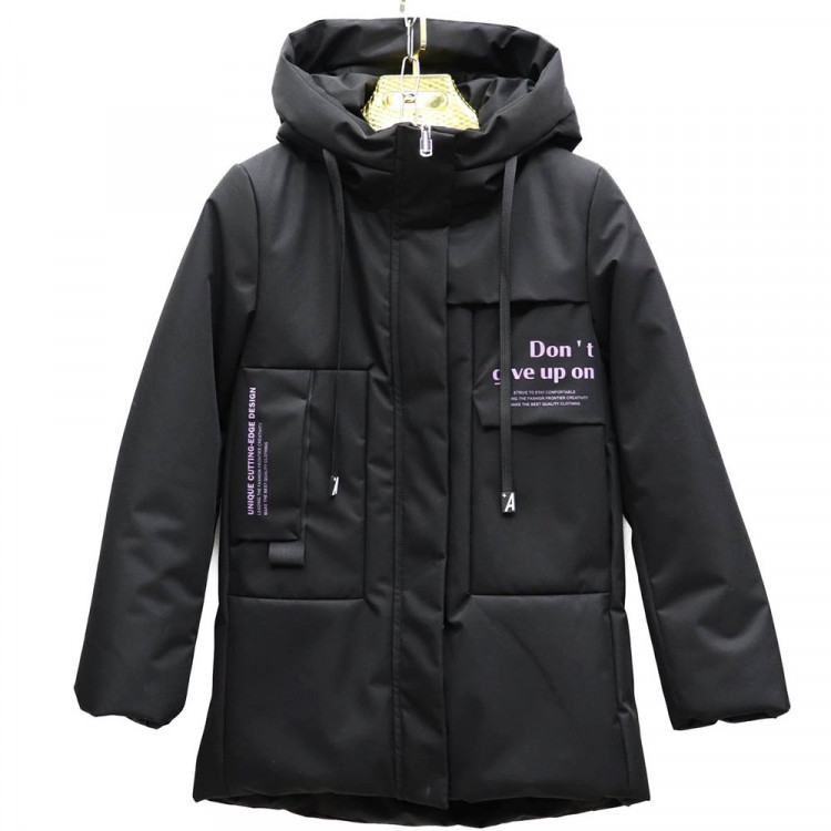 Куртка осенняя для девочки (JSL) арт.hwl-BM-615-4 размерный ряд 36/140-44/164 цвет черный