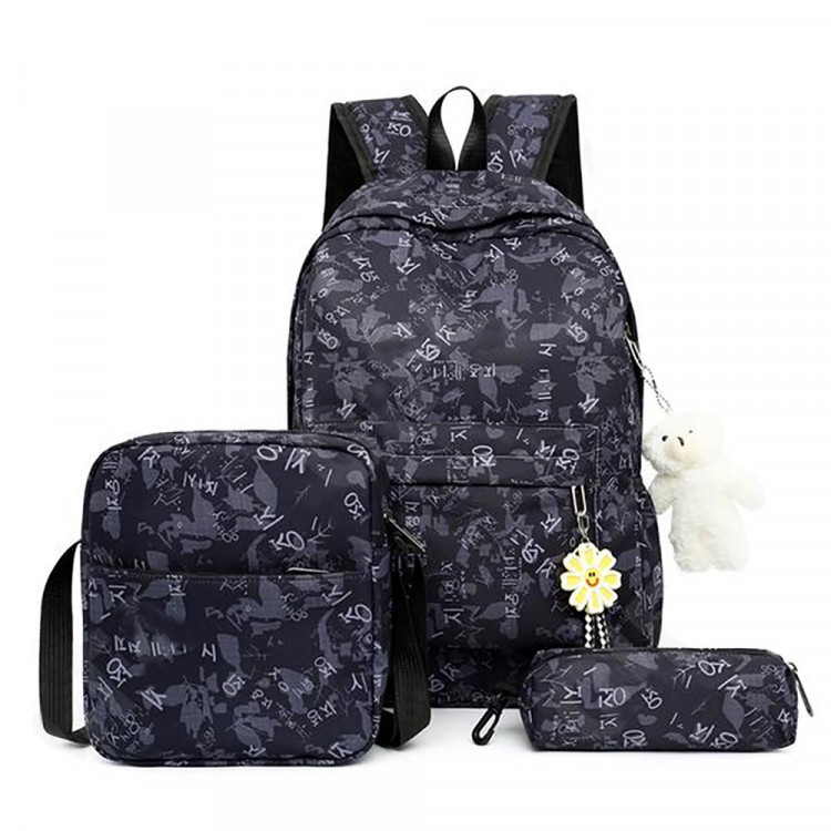 Рюкзак для девочек (AIYIMAN)+сумка+пенал черный 44х29х13 см арт.CC423_5715-4