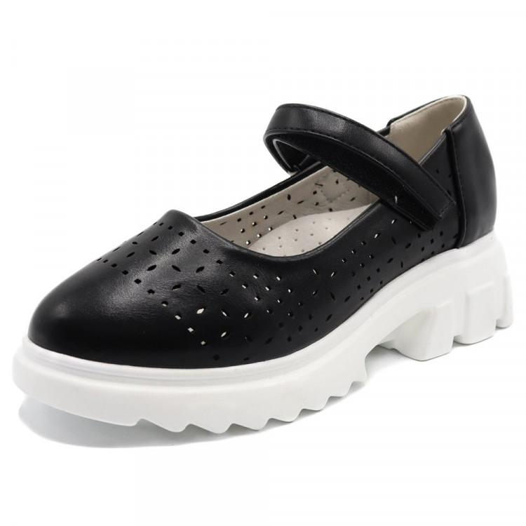 Туфли для девочки (Meitesi) черный верх-искусственная кожа подкладка-искусственная кожа размерный ряд 30-37 арт.ldj-RG11-5