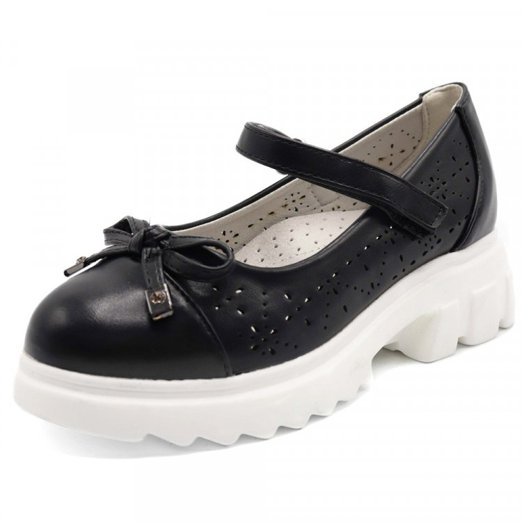 Туфли для девочки (Meitesi) черный верх-искусственная кожа подкладка-искусственная кожа размерный ряд 30-37 арт.ldj-RG11-9