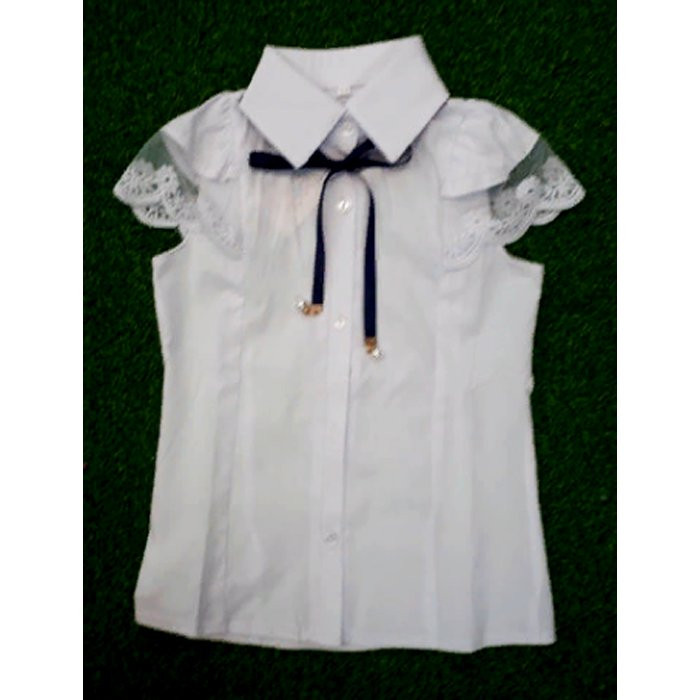 Блузка для девочки (MULTIBREND) короткий рукав цвет белый арт.127224 размерный ряд 34/134-42/158