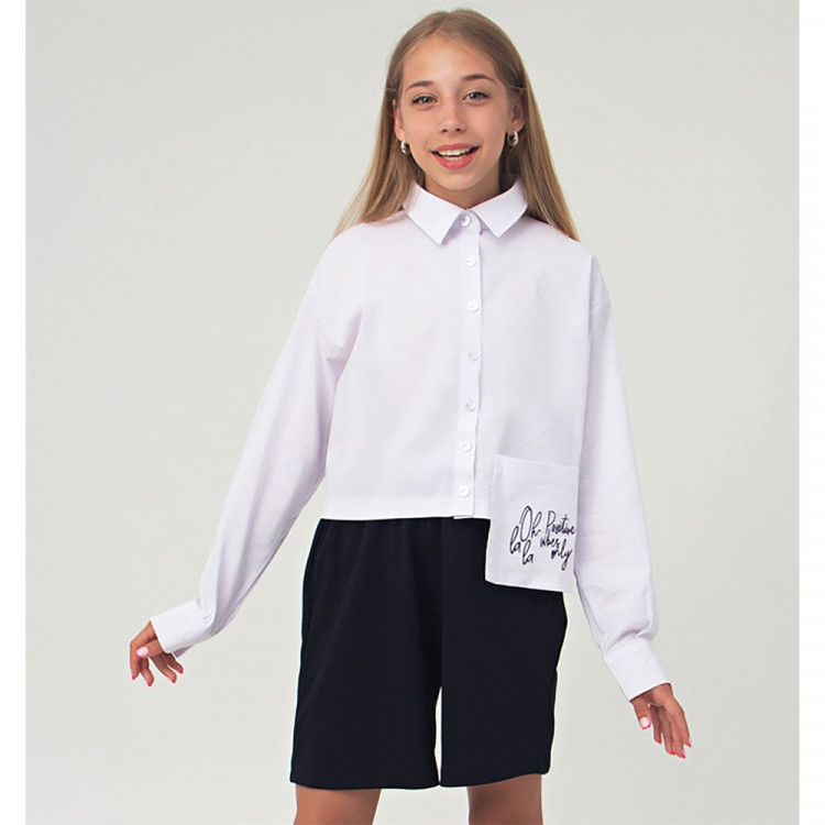 Блузка для девочки (LLF) длинный рукав цвет белый арт.3574 размерный ряд 36/140-48/176
