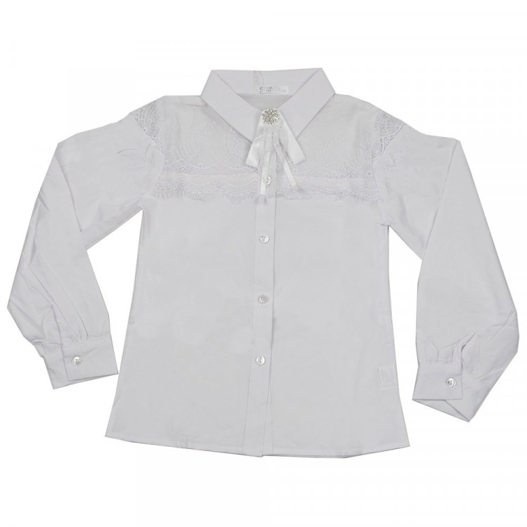 Блузка для девочки (Sasha style) длинный рукав цвет белый арт.S904/003 размерный ряд 32/128-40/152