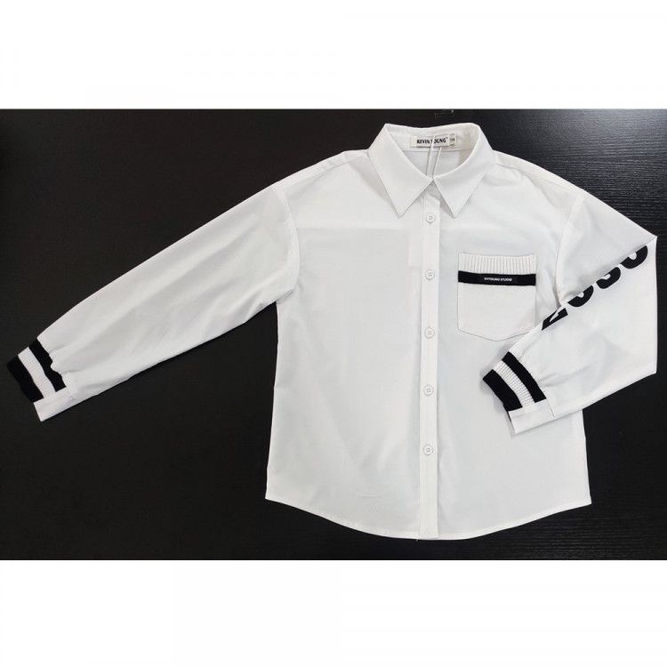 Блузка для девочки (Kevin Young) длинный рукав цвет белый арт.R95247 размерный ряд 34/134-44/164