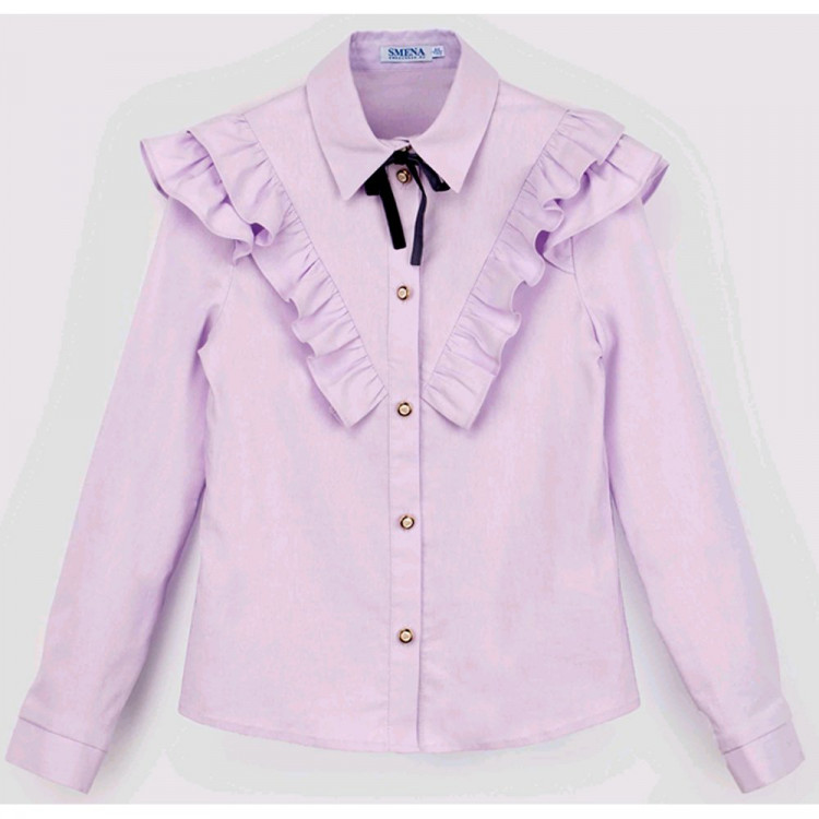 Блузка для девочки (СМЕНА) длинный рукав цвет сиреневый арт.B340.03 размерный ряд 34/134-38/158