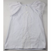 Джемпер для девочки трикотажный (Ликру) короткий рукав цвет белый арт.0222 ОРХИДЕЯ размерный ряд 32/128-42/164