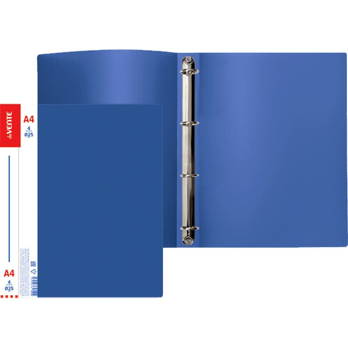 Папка на 4-х кольцах А4 30мм D-25мм пластик 0,60мм, синяя deVENTE Daily арт.3081412