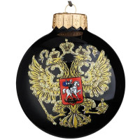 Шар стекло 10см (серия Премиум) "Герб России_чёрный" п/у арт.КУ-100-224327/1п