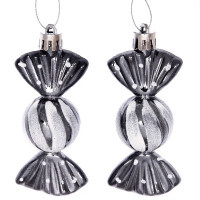 Фигурка на ёлку пластик 08см "Конфетки. Очарование" 02шт/наб. цв.графит арт.916-888