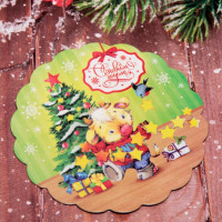 Магнит СГ "Теленок Бублик у елочки" 8*8см арт.542-345