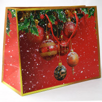 Пакет подароч. бумаж. 33*26см "Шары на ветке" цв.красный арт.95778FE