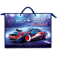 Папка А3 пластик на молнии ручка-шнур (ОНИКС) Motor sport арт  ПР3-20