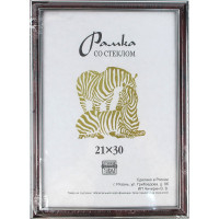 Фоторамка 21*30 (пластик) багет 19мм Бордо, двойная серебрянная полоса арт.310 (Ст.25)