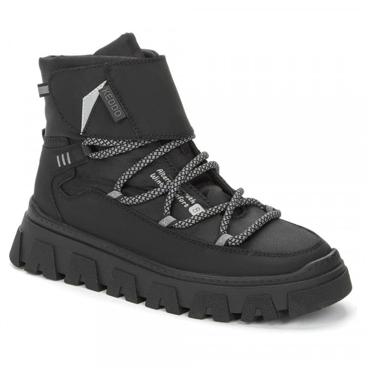 Ботинки для мальчика (KEDDO) черный верх-искусственный нубук/текстиль подкладка -искусственная шерсть  артикул 538181/56-01
