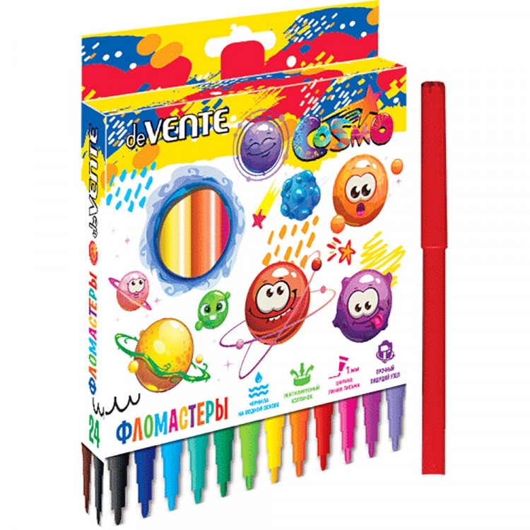 Фломастеры (deVENTE) Cosmo 24 цвета картонная коробка арт.5083311