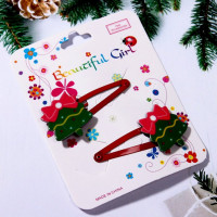 Зажим для волос "Новогодняя сказка-Елочки" 2шт/наб. 5см красный арт.564-295