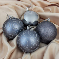 Набор шаров 07см 04шт/наб. "Завиток" цв.серый арт.3259674