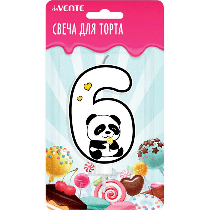 Свеча ЦИФРА  Панда "6" цв. арт.9060117