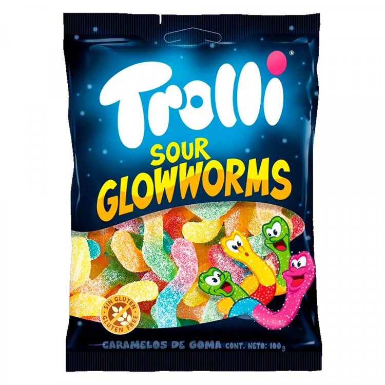 Жевательный мармелад Trolli Светящиеся червячки 150гр  (Ст.21)