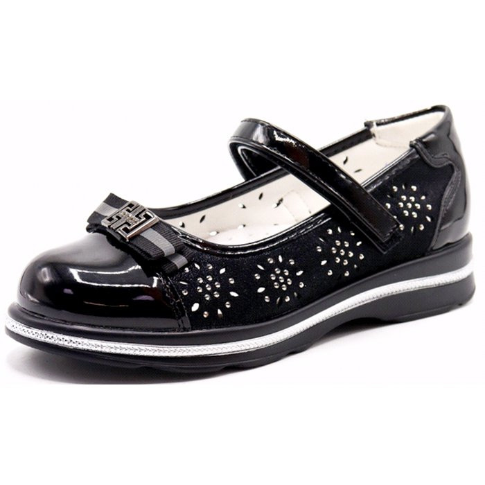 Туфли для девочки (Мышонок) черные верх-искусственная кожа подкладка-искусственная кожа размерный ряд 31-37 арт.jwg-2192-10-1