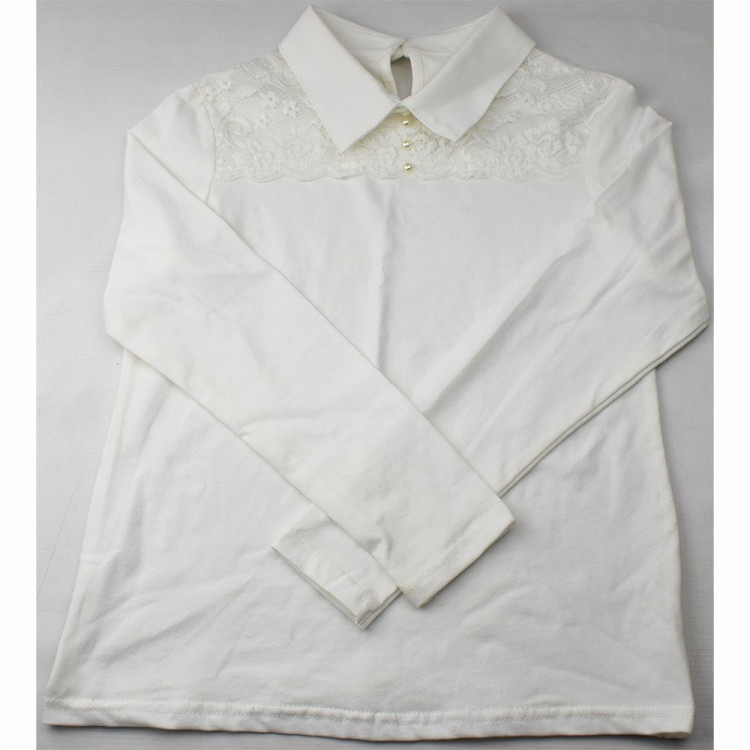 Джемпер для девочки трикотажный (Ликру) длинный рукав цвет экрю арт.0005 МИРАНДА