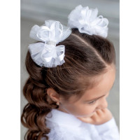 Бант для волос белый Ирис 10см