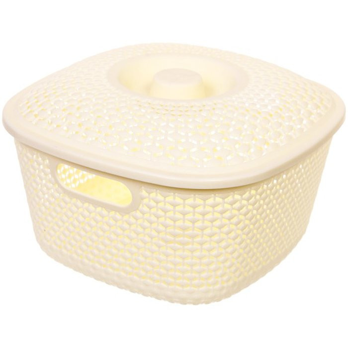 яяяКорзина для хранения с крышкой 26*26см "Фиона" цв.белый арт.836-318