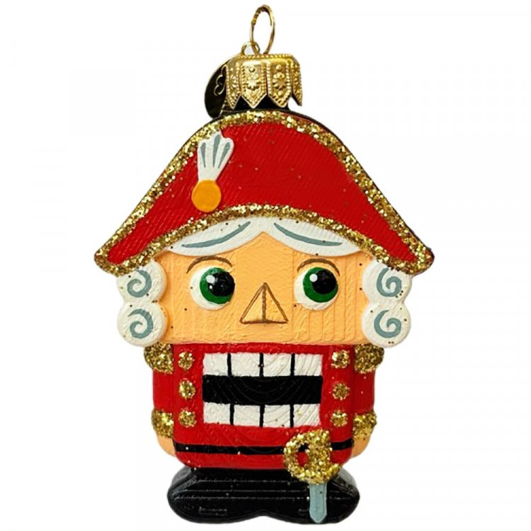 Украшение на ёлку стекло (серия Премиум) 08см "Щелкунчик красочный" п/у арт.ФУП4-2473