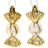 Фигурка на ёлку пластик 08см "Конфетки. Очарование" 02шт/наб. цв.золото арт.916-884