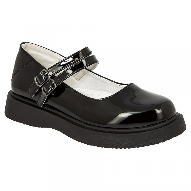 Туфли для девочки (Kenka) черный верх-искусственная кожа лак подкладка-натуральная кожа размерный ряд 31-36 арт.JXC_22-029_BLACK