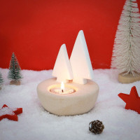 Подсвечник керамика/пластик 8,7*11,9см "Олень и елки" арт.396-157