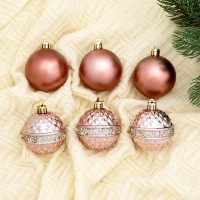 Набор шаров 06шт 06см "Лаурен" розовый арт.6490352