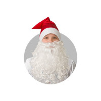 Колпак карнавальный "Новогодний" красный с бородой плюш арт.103-5-52-54