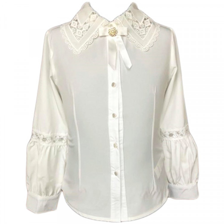 Блузка для девочки (Liberty) длинный рукав цвет кремовый арт.8403 размерный ряд 32/128-40/152