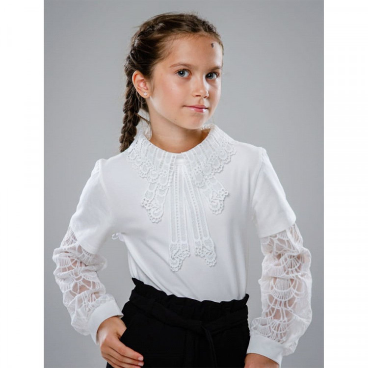 Блузка трикотажная для девочки (Sasha style) длинный рукав цвет экрю арт.S1052/004 размерный ряд 30/122-38/146