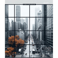 Тетрадь на кольцах А5 клетка 80 листов (Prof-Press) Вид на мегаполис глянцевая ламинация лен арт.Т80-4897