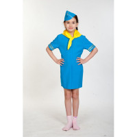 Костюм для девочки Стюардесса (платье,пилотка) р.32/122-36/140 ткань арт.5136