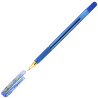 Ручка шариковая  прозрачный корпус  резиновый упор (MC Gold) синяя 1,0мм арт.ВМС10-02