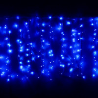 Гирлянда электрическая уличная занавес Дождь 3*2,5м 480LED цвет синий (светлый провод) 8режимов арт.183-142