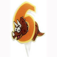 Свеча ЦИФРА Динозавр "6" 05см арт.6067809